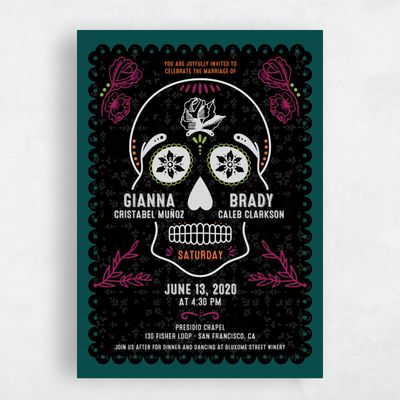 Black Destination Wedding Invitation - Rios Portrait