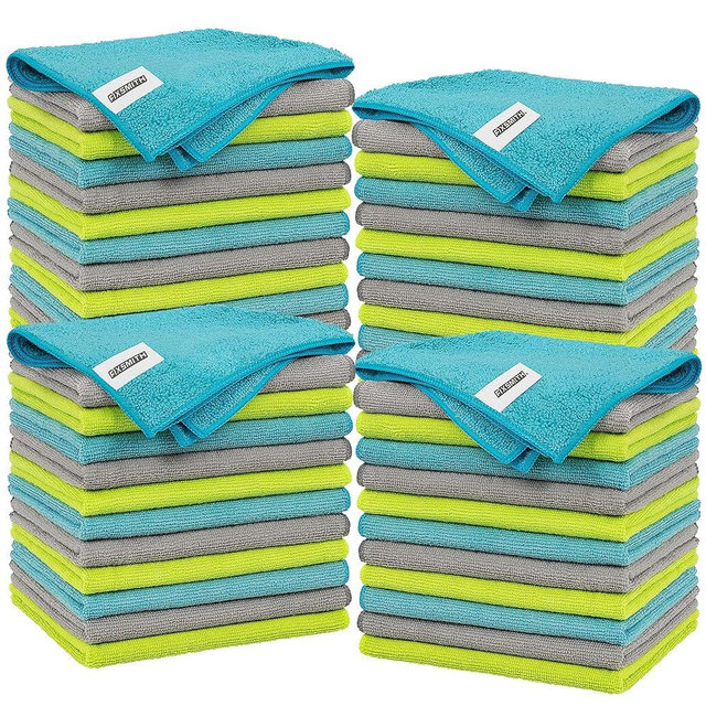 FIXSMITH Microfiber Cleaning Cloth - Pack of 48, Multi-Functional Cleaning Towels, Size: 12 x 16 in, Highly Absorbent Cleaning Rags, Lint-Free, Streak-Free Cleaning Cloths for Car Kitchen Home Office
