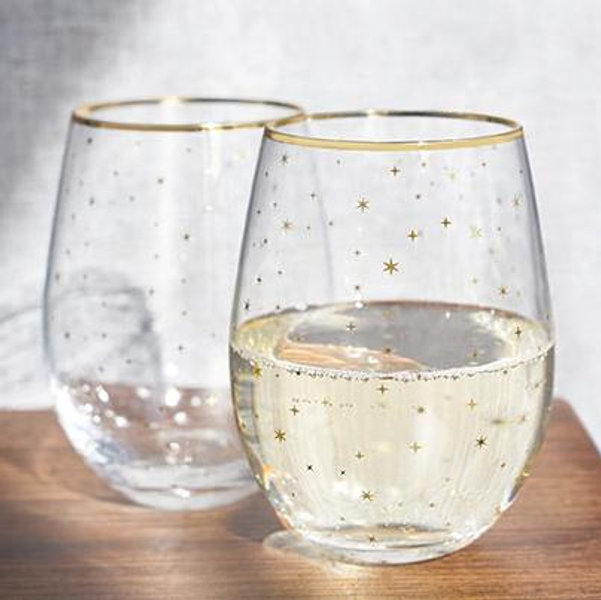 Starlight Stemless Wine Glasses, Set of 2