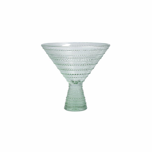Fortessa Jupiter Beaded Hobnail Glass, 11.5 Ounce Martini (Set of 4), Sage Green