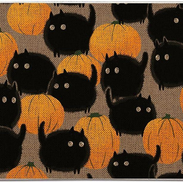 GAGEC Halloween Door Mat Pumpkins Cat Outdoor Rug Bathroom Doormat Entrance Rugs Farmhouse Home Kitchen Decoration Floor Front Door Mats 17 x 27 Inch
