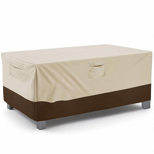 Vailge Rectangular/Oval Patio Table Cover, Heavy Duty and Waterproof Outdoor Lawn Patio Furniture Covers (Beige&brown, 42"Lx24"Wx16"H)
