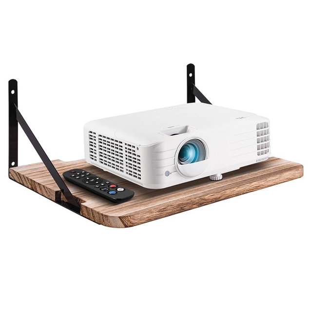 Projector Shelf,16.2" x 11"(L*W),Router Wall Mount Floating Shelf,Projector Mount Rack Holder,Modem Cable Box for Xbox Series PS5 PS4 Wood SS1