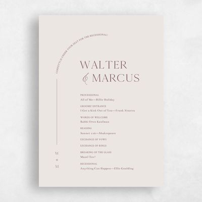Light Greige, Beige Wedding Program - Olaya