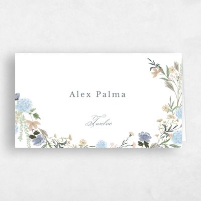 Dusty Blue Wedding Place Card - Laurelwood
