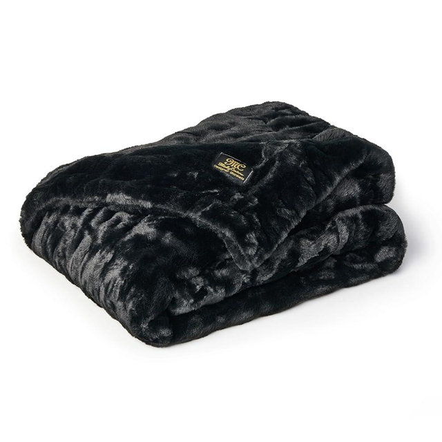 Minky Couture Hugs Blanket - Extra Plush Blanket for Premium Gifting - Stretchy Bubbled Cozy Throw - Silky Smooth - Durable & Machine-Washable - Travel-Friendly - Grande, Black