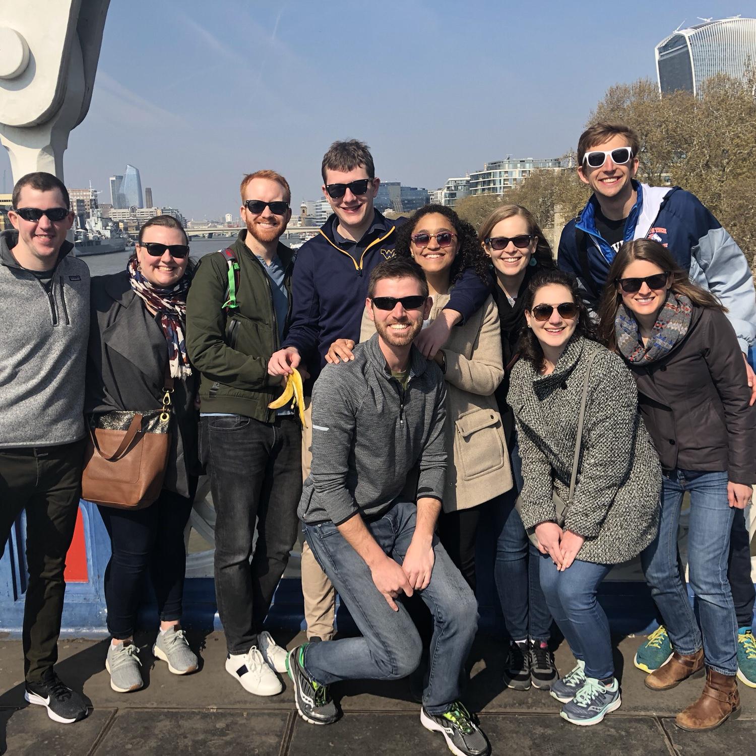 Framingham friends visiting London in 2019 - first time Thomas got to meet them all!