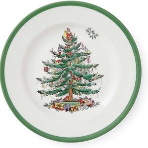 Spode Christmas Tree 8 Inch Salad Plates, Set of 4 - Holiday Earthenware Tableware Gift, Festive Small Dinner Plate for Sides, Appetizers, Starters - Made in England, Dishwasher, Oven, Microwave Safe