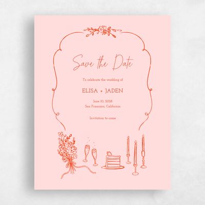 Tomato, Pink Wedding Save the Date - Finley Portrait