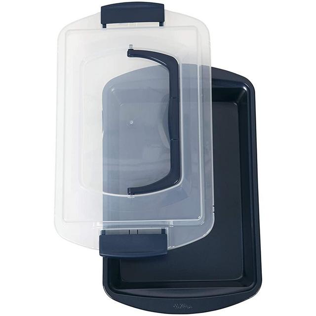 Wilton Non-Stick Diamond-Infused Navy Blue Oblong Pan with Cover, 9 x 13-inch