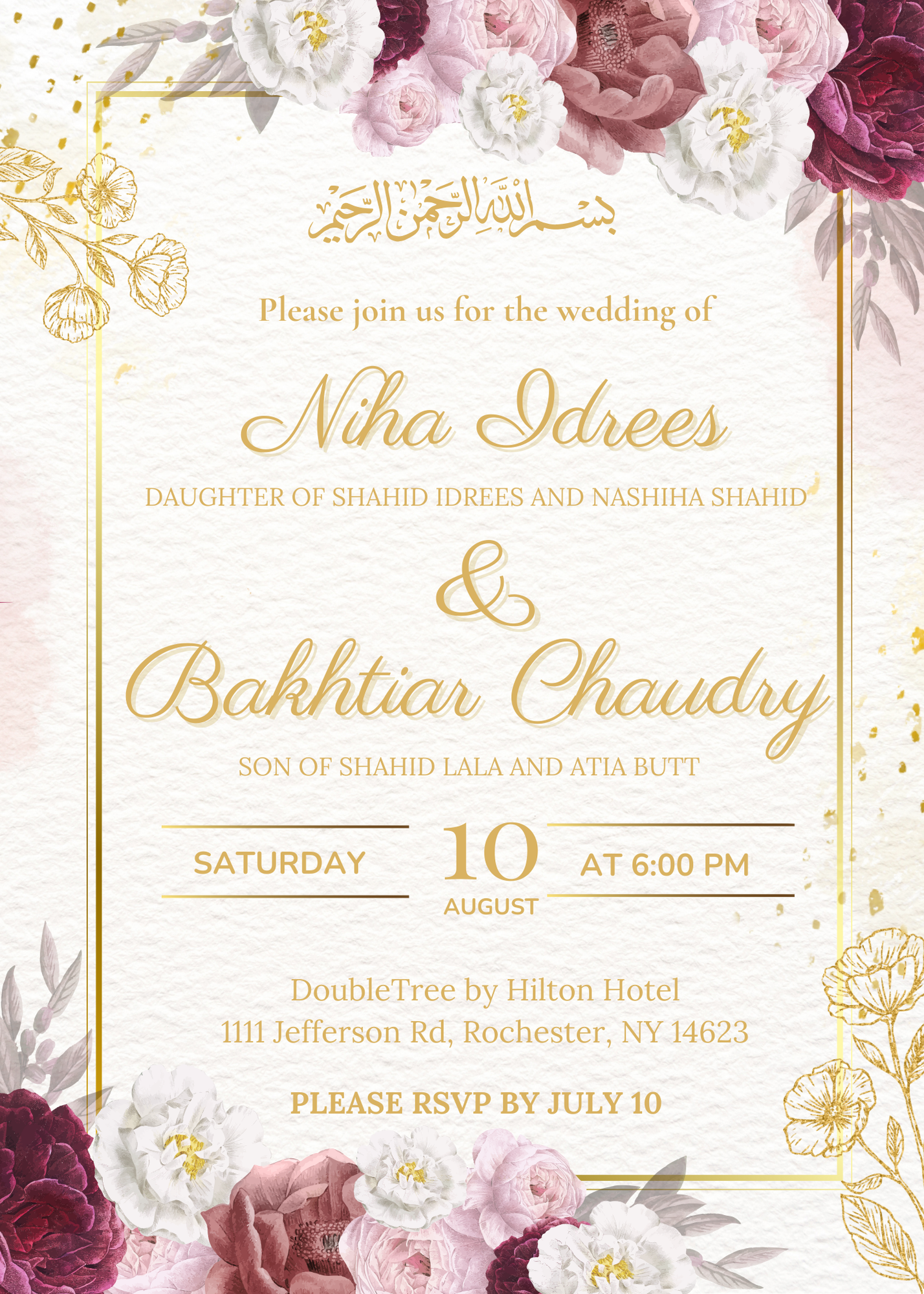 The Wedding Website of Niha Idrees and Bakhtiar Chaudry