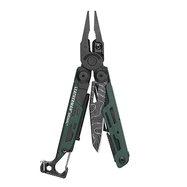 LEATHERMAN, Signal Camping Multitool with Fire Starter, Hammer and Emergency Whistle, Topographical Print