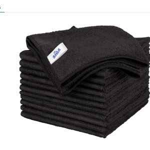 MR.SIGA Microfiber Cleaning Cloth, All-Purpose Microfiber Towels, Streak Free Cleaning Rags, Pack of 12, Black, Size 32 x 32 cm(12.6 x 12.6 inch)