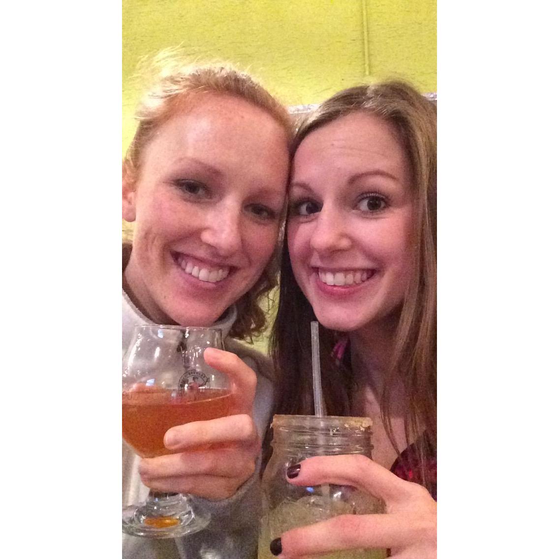 Maid of Honor and I enjoying one of our favorite pastimes, drinking beer!