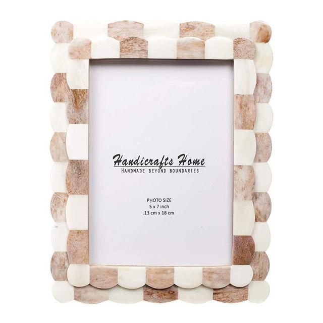 Handicrafts Home Photo Picture Frame - 5" x 7" Handmade Gift Photo Frames - Brown & white, Gifts for Mom