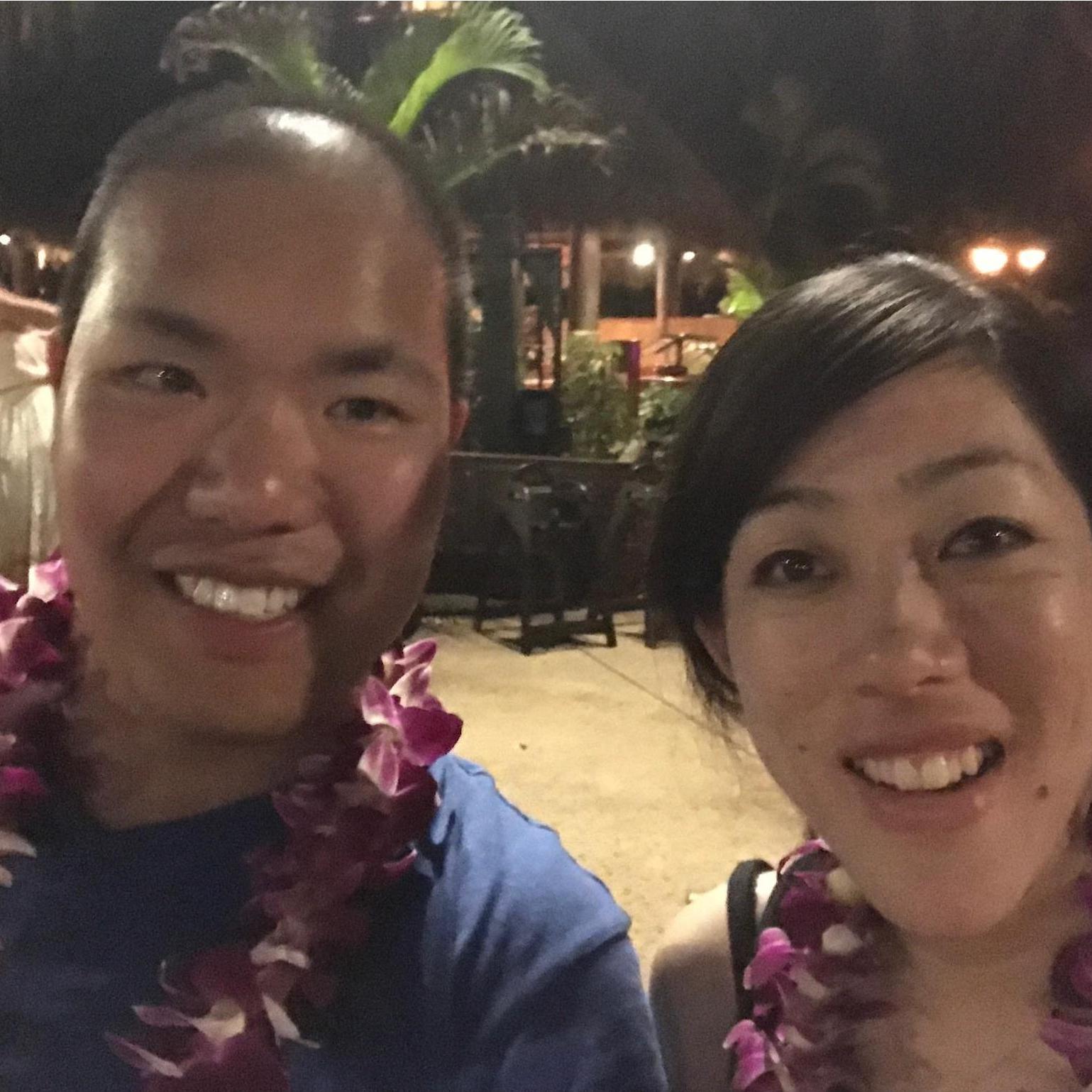 Enjoying our Hawaiian luau!