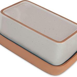 Mora Ceramic Two-in-One Butter Dish with Lid, Covered Butter Crock Container to Leave on Countertop - Large Storage Keeper/Holder for Kitchen, Gifts for Her, Butter Tray For Counter - Earl Grey