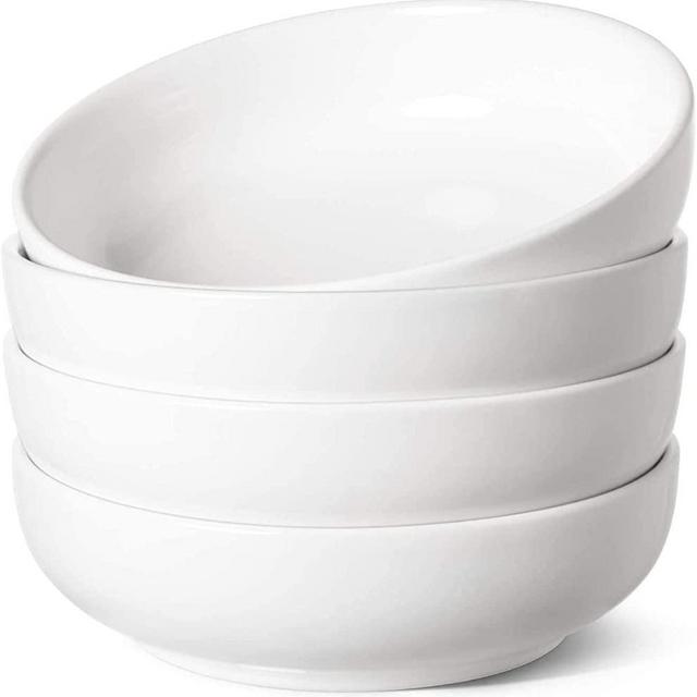 LE TAUCI Pasta Bowls 32 Ounce, Ceramic Salad Bowl, Large Serving Bowl Set - Set of 4, White