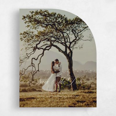 Beige Half arch Wedding Save the Date - Pesco Photo