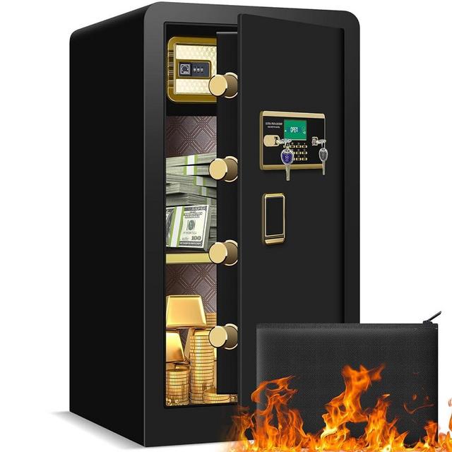5.0 Cu ft Extra Large Heavy Duty Home Safe Fireproof Waterproof, Anti-Theft Digital Home Security Safe Box With Fireproof Document Bag, Separate Lock Box and Led Light (27.56"*16.93"*14.17")