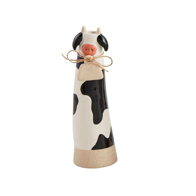 Mud Pie Farm Stem Vase, Cow, 9.15" x 2.25"