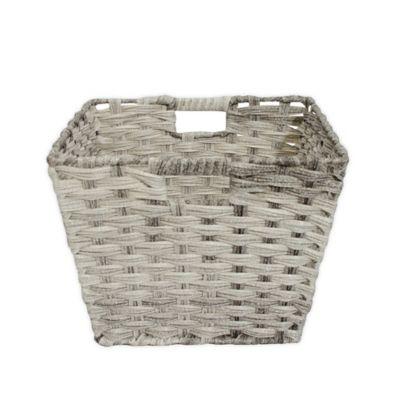 SALT™ Faux Rattan Large Shelf Basket in Grey