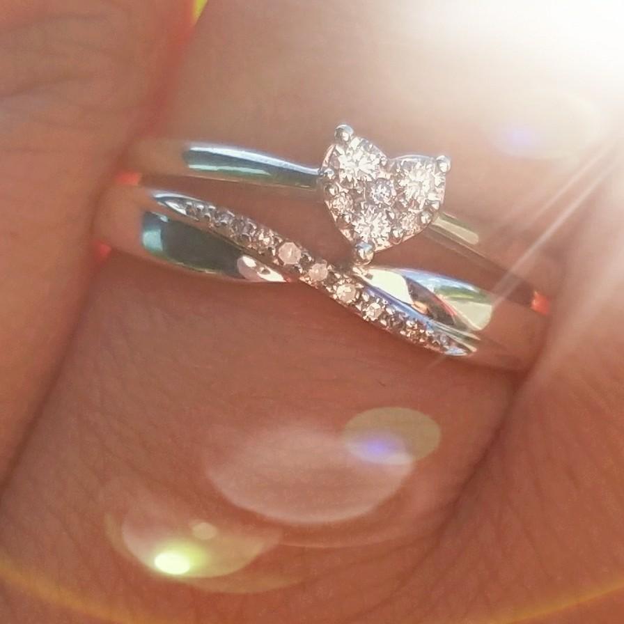 My wedding band and engagement ring.