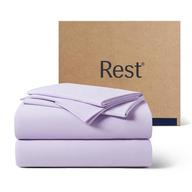 REST® Evercool®+ Starter Sheet Set, King, Lavender, Breathable Bed Sheets for Hot Sleeper and Night Sweats, with Pillowcases, Ionic+ Self-Cleaning Silver Yarn for Sensitive Skin, 3PCS No Flat Sheet