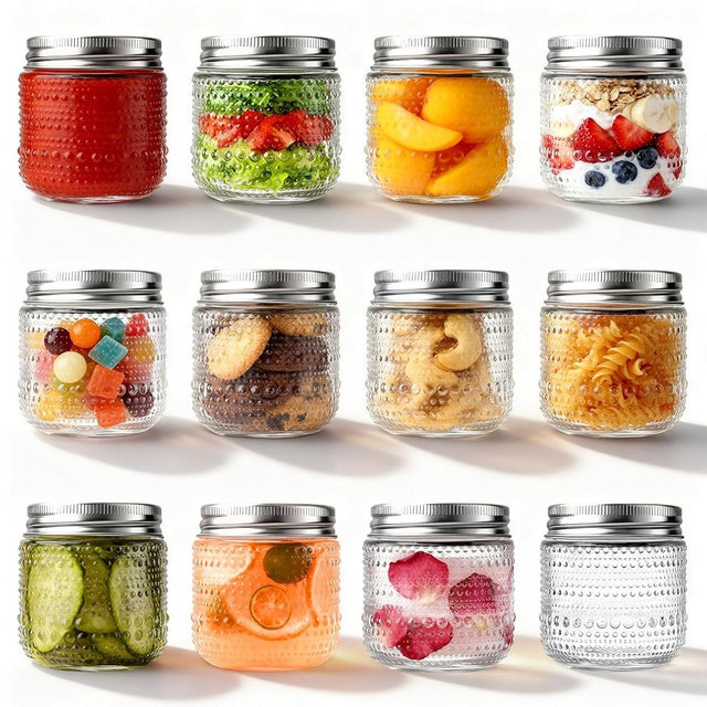 GOROGILE 8 oz Mason Jars 12 Pack, Small Wide Mouth Glass Canning Jars with Airtight Lids, BPA-Free Mini Jars for Overnight Oats, Jam, Jelly, Spices, Honey & Kitchen Storage