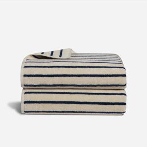 Super-Plush Turkish Cotton Bath Sheet Set - Striped Midnight Navy