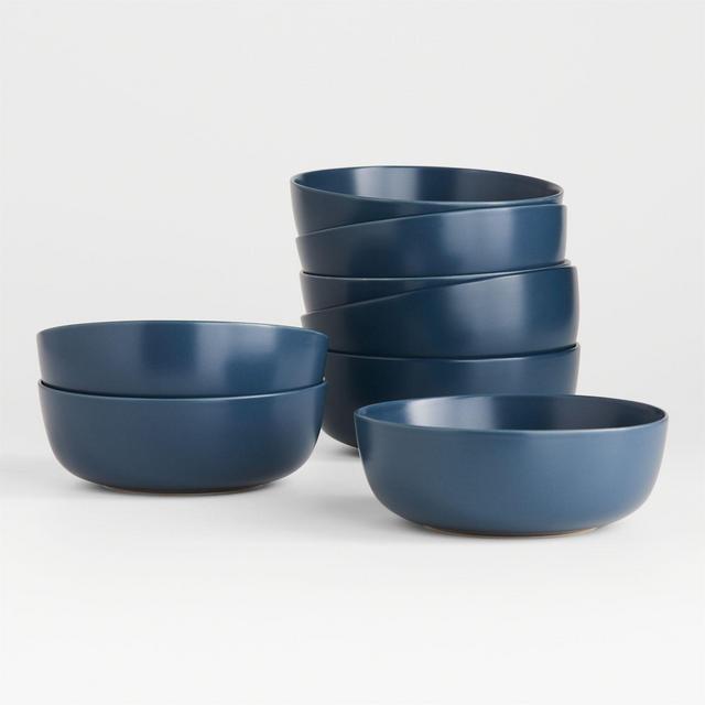 Wren Matte Blue Bowls, Set of 8