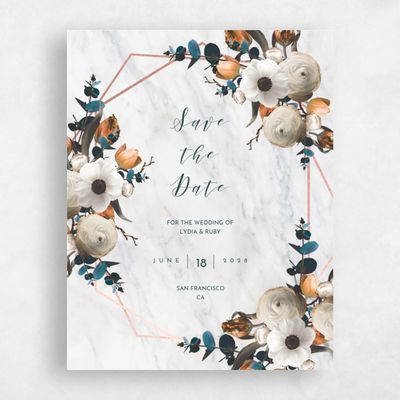 Orange Wedding Save the Date - Camellia Bloom