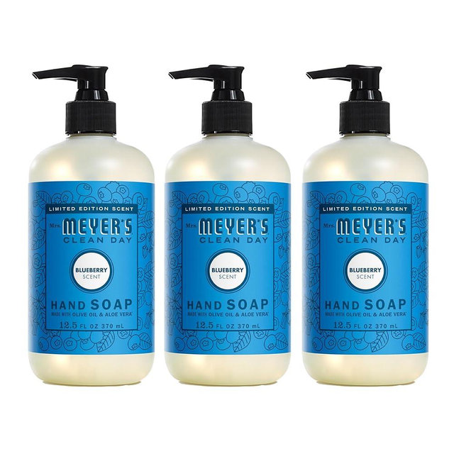 MRS. MEYER'S CLEAN DAY Liquid Hand Soap, Blueberry Scent, 12.5 Ounce Bottle (Pack of 3)
