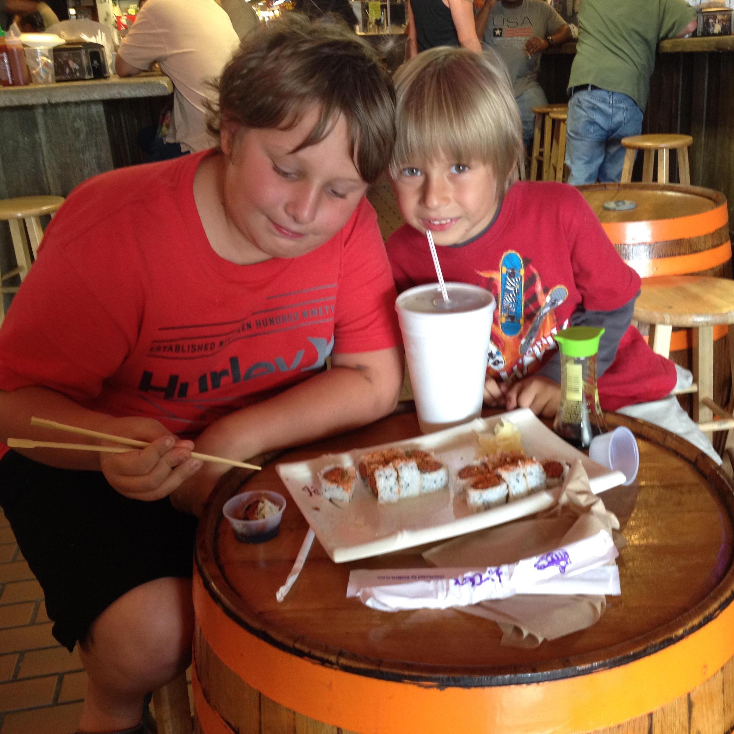 I took James' and Nate to The Cross Street Market for the first time to get Sushi.