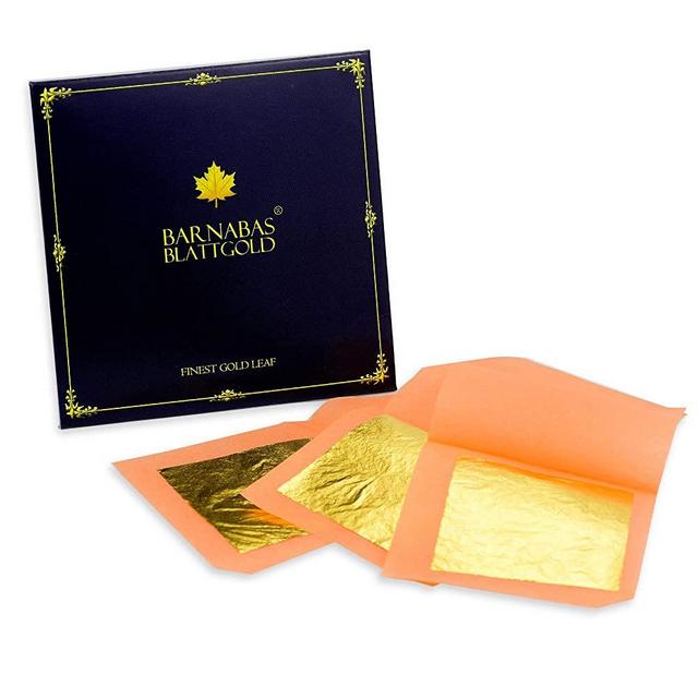 Genuine Edible Gold Leaf - 12 Sheets - Barnabas Gold Gold Leaf - Loose Leaf for Cupcakes and Chocolate - 1.5 inches per sheet - Book of 12 Sheets