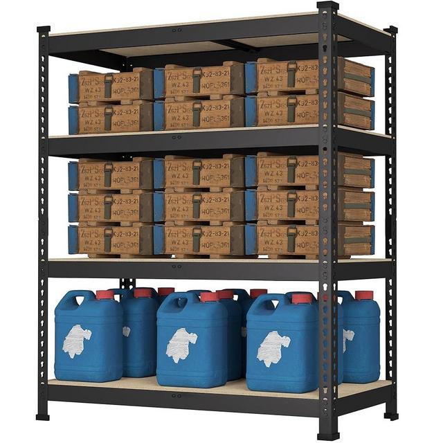 Prilinex 4-Tier Heavy Duty Storage Shelves 36" W x 16" D x 55" H - Adjustable Metal Garage Shelving Unit, Standing Utility Shelf Racks for Pantry Warehouse Kitchen, Black