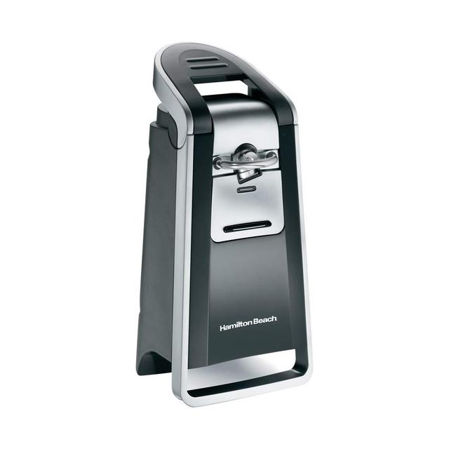Hamilton Beach Smooth Touch Electric Automatic Can Opener with Easy Push Down Lever, Use With All Standard-Size and Pop-Top Lids, Stainless Steel Kitchen Scissors, Black and Chrome (76607)