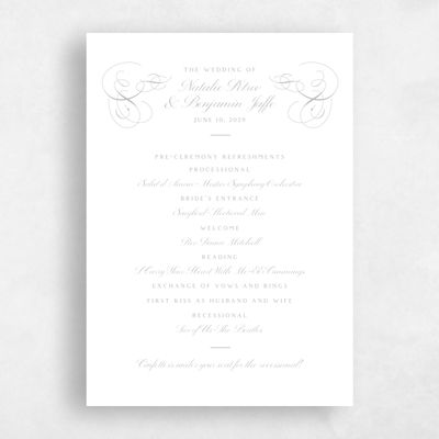 Metallic Silver, Grey Wedding Program - Ventana Letterpress