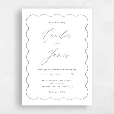 Sage, Green Wedding Invitation - Biltmore Portrait