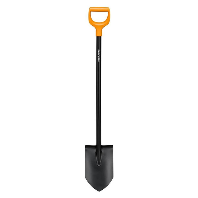 Fiskars Gardening Spade for Hard, Stony Soils, Pointed, Length 116.6 cm, Steel Leaf/Plastic Handle, Black/Orange, Solid, 11066716