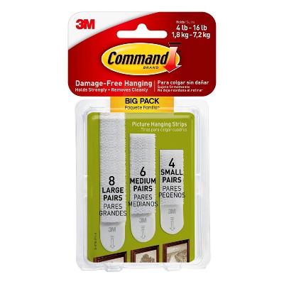Command Picture Hanging Strips Big Pack (8 Sets Large/6 Sets Medium/4 Sets Small)- White
