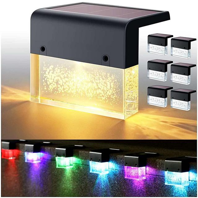 DenicMic Solar Deck Lights Outdoor Fence Solar Lighting for Step, Railing, Wall, Pool, Color Glow Solar Lights LED Waterproof Garden Decor (Warm White/Color Changing) - 6 Pack
