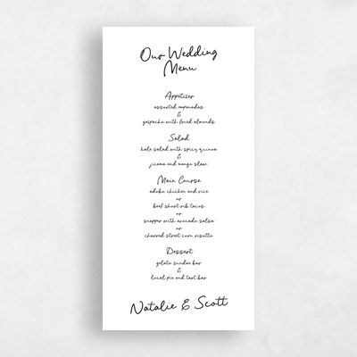 White Wedding Menu - Morgay