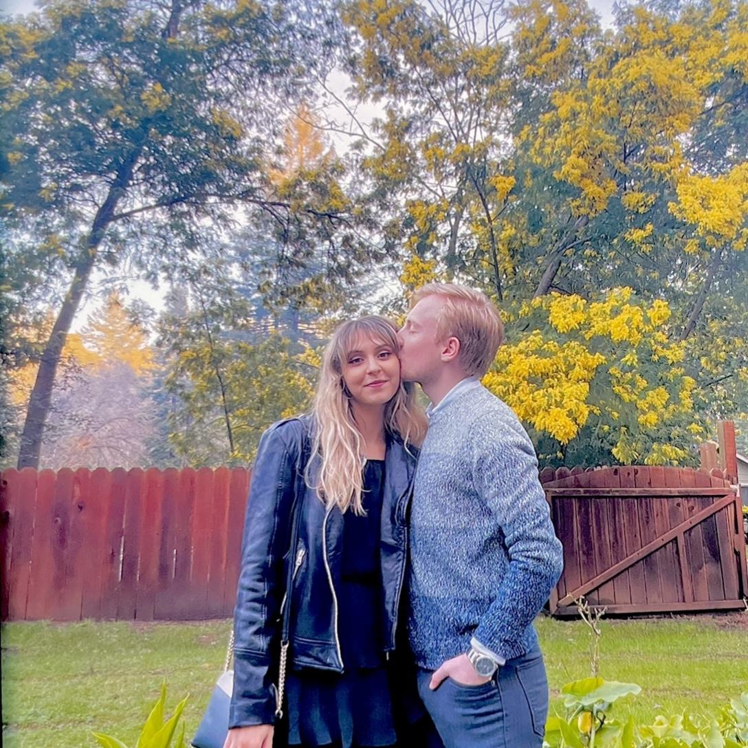 Dressing up for our engagement dinner