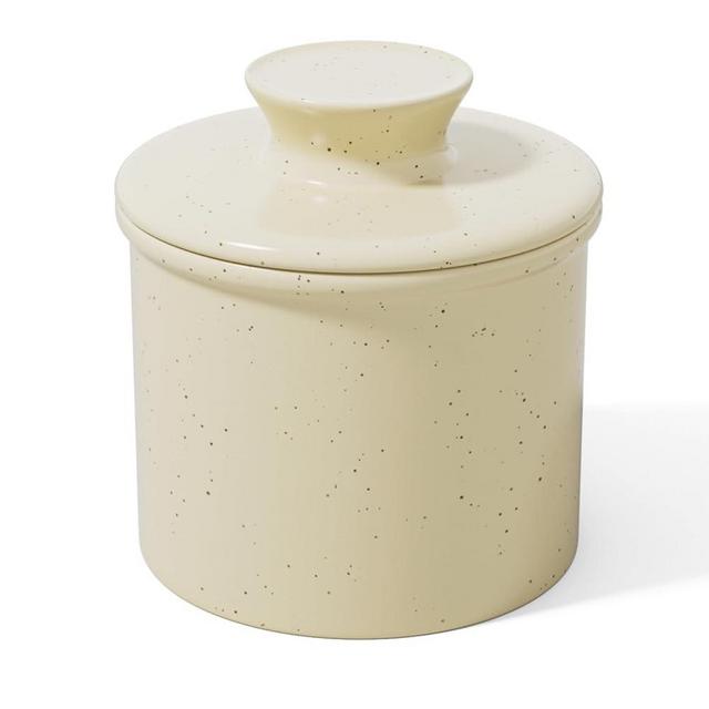 Sweese French Butter Dish - Butter Crock for Counter with Water Line for Fresh Spreadable Butter - French Butter Keeper with Lid - Housewarming Gift For The One Who Has It All - Neutral