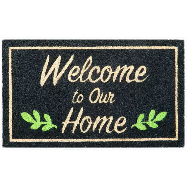 Simply Essential™ 16" x 28" Welcome To Our Home Coir Door Mat in Black
