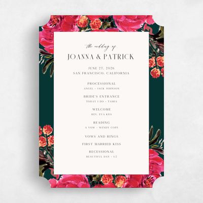 Green Ticket Wedding Program - Waverly