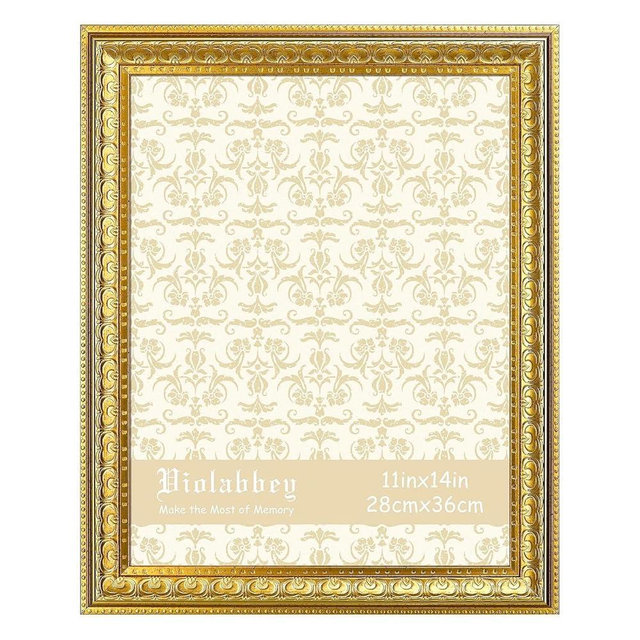 VIOLABBEY 11x14 Picture Frame Gold, Vintage Photo Frame for Wall or Tabletop Display, Classic Design for Office Home Decor, Fits 11x14 Pictures