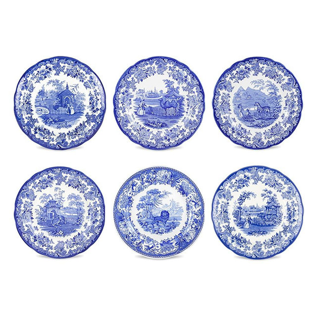 Spode Blue Room Zoological Plates, Set of 6 Assorted Motifs