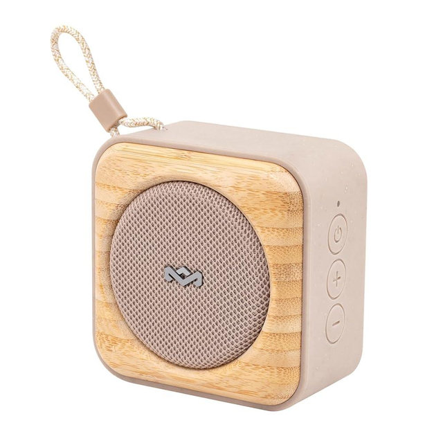 House of Marley Roots Bluetooth Speaker, Portable Wireless, IP67 Waterproof, 10-Hour Playtime, Quick Charge, Party Pair, Bottle Opener, Eco-Friendly, Bamboo Accent (Cream)